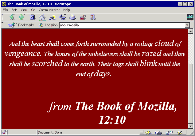 Tak wygląda Easter Egg w przeglądarce Netscape Navigator